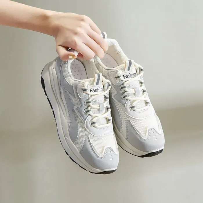 Applique Lace-Up Platform Sneakers