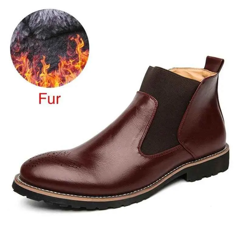 Breathable Leather Brown Men's Casual Shoes Ankle Boots XS80382#