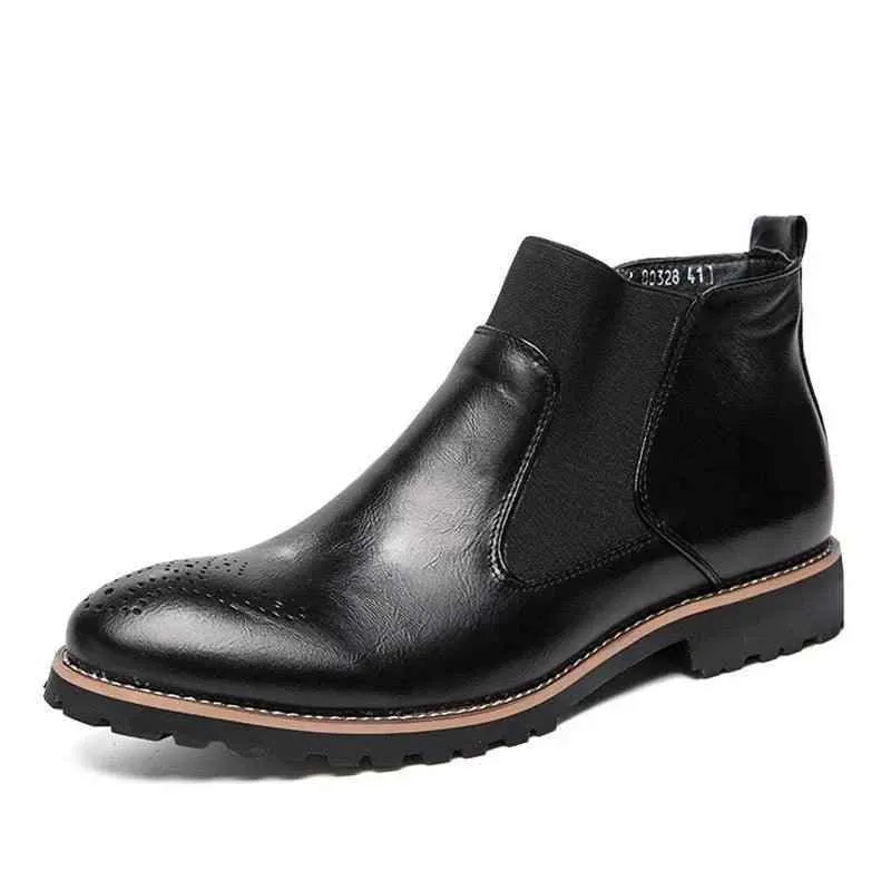 Breathable Leather Brown Men's Casual Shoes Ankle Boots XS80382#