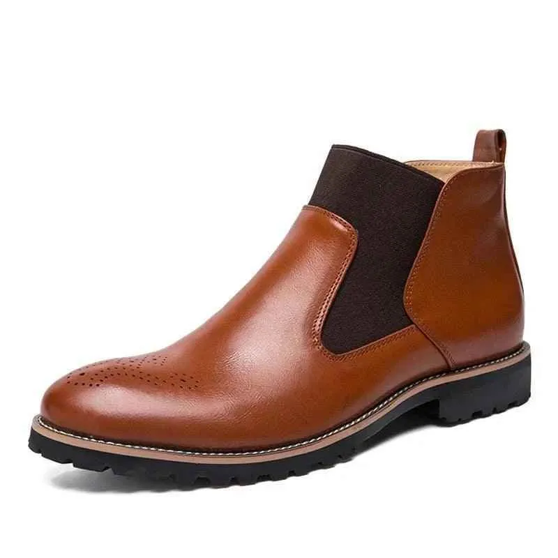 Breathable Leather Brown Men's Casual Shoes Ankle Boots XS80382#