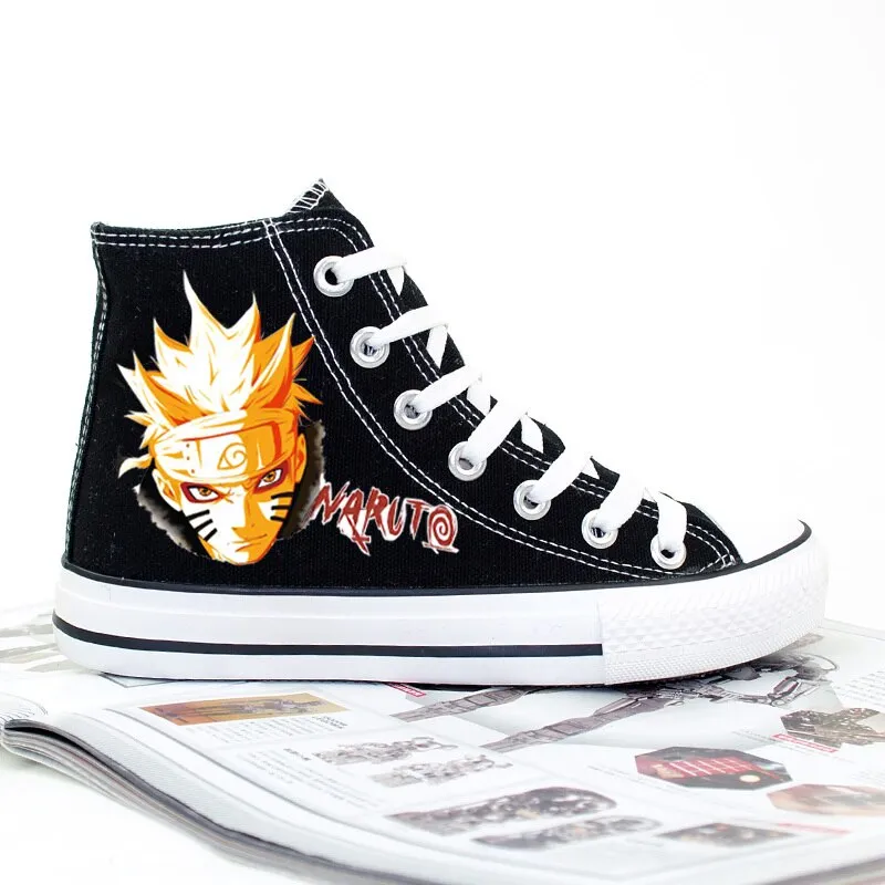 c3 men 1 Spring Anime Naruto Personalized Canvas Shoes Cool Doodle Printed High top Breathable boots for Halloween party A51105