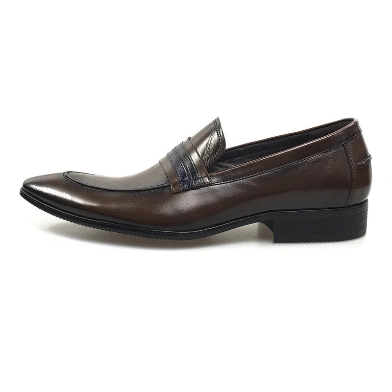 Dark Brown Italian Classic Style Men Loafer Shoes