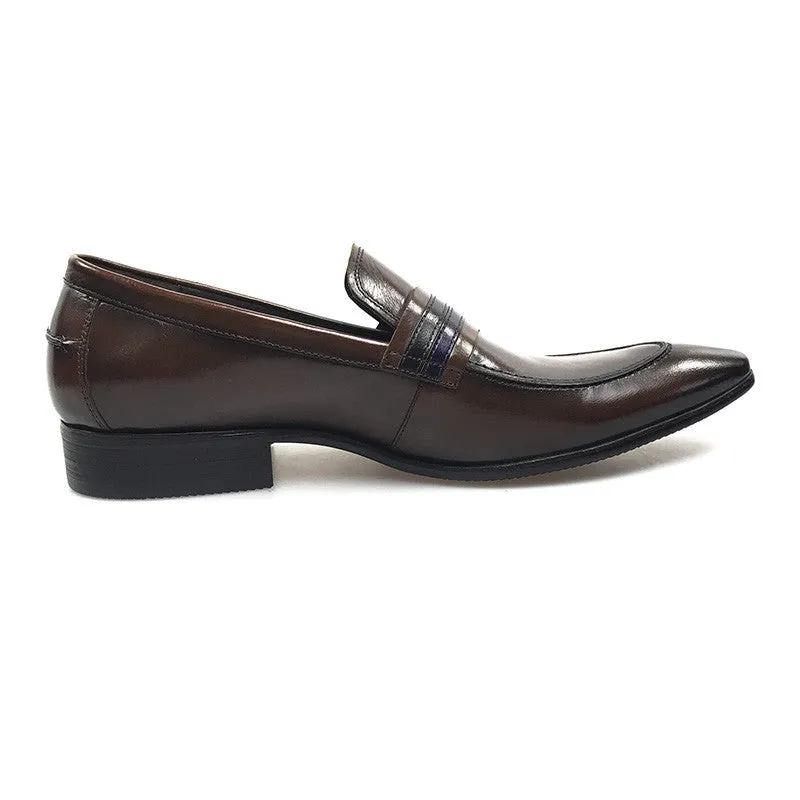 Dark Brown Italian Classic Style Men Loafer Shoes