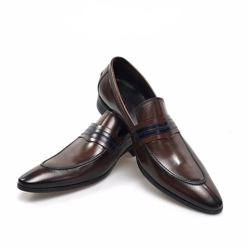 Dark Brown Italian Classic Style Men Loafer Shoes