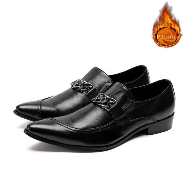 Elegant Pointed Toe Leather Men Shoes