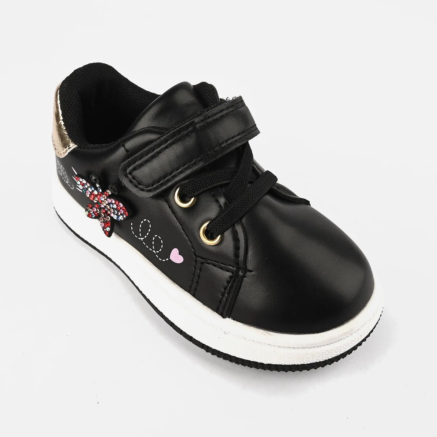 Girls Sneaker 703-6-Black/Golden