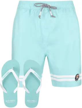 Jafari Swim Shorts With Free Matching Flip Flops In Tibetan Blue - Tokyo Laundry