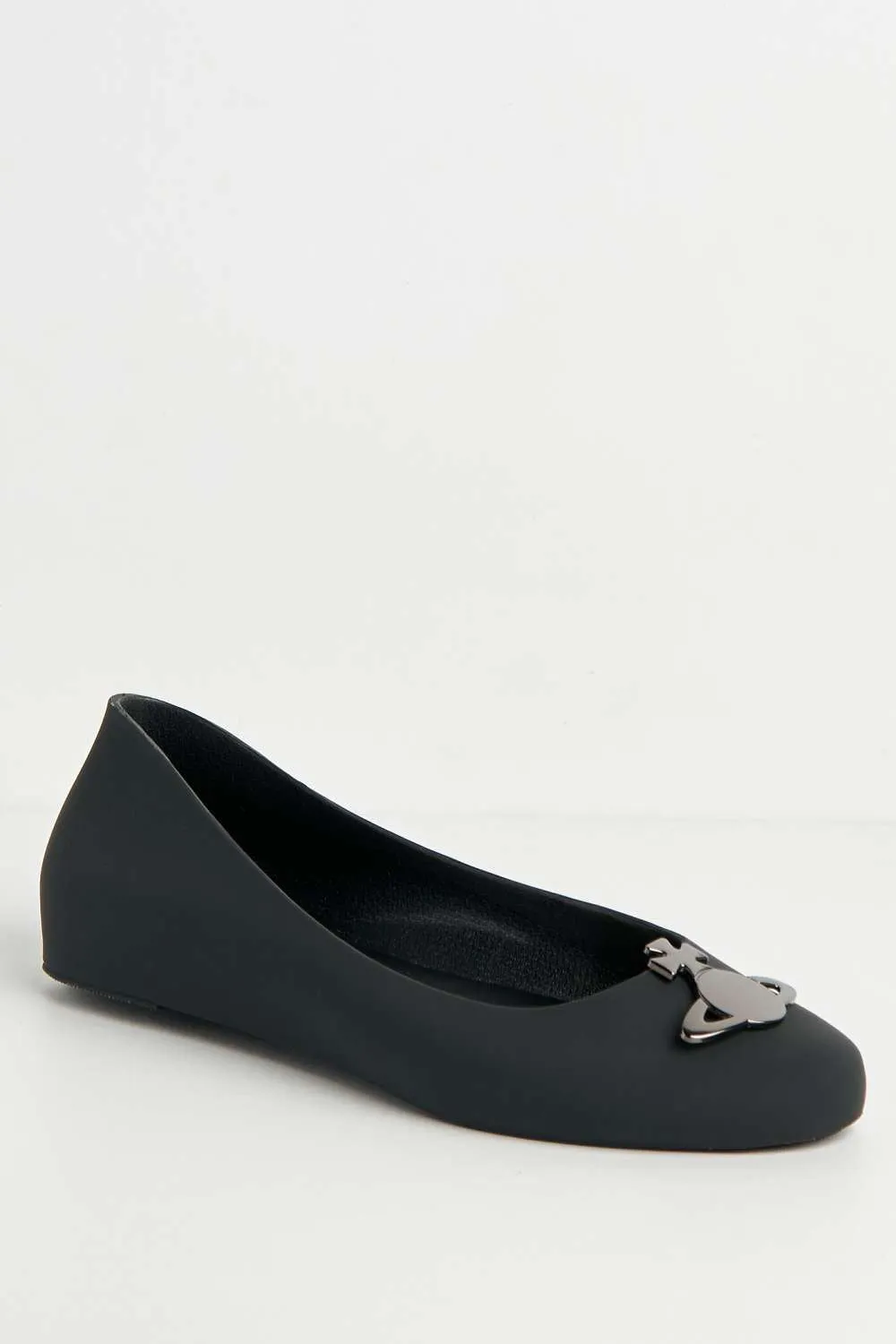 Kasen Brooch Detail Flat Loafers in Black Matt