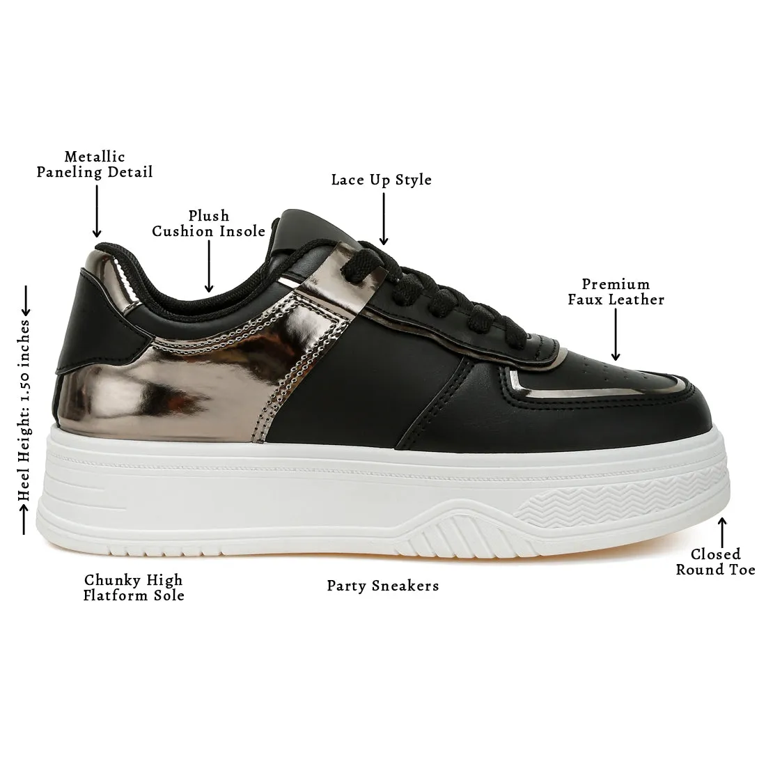 Metallic Paneling Platform Sneakers