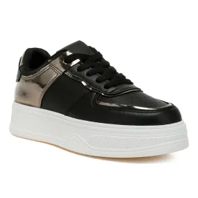 Metallic Paneling Platform Sneakers