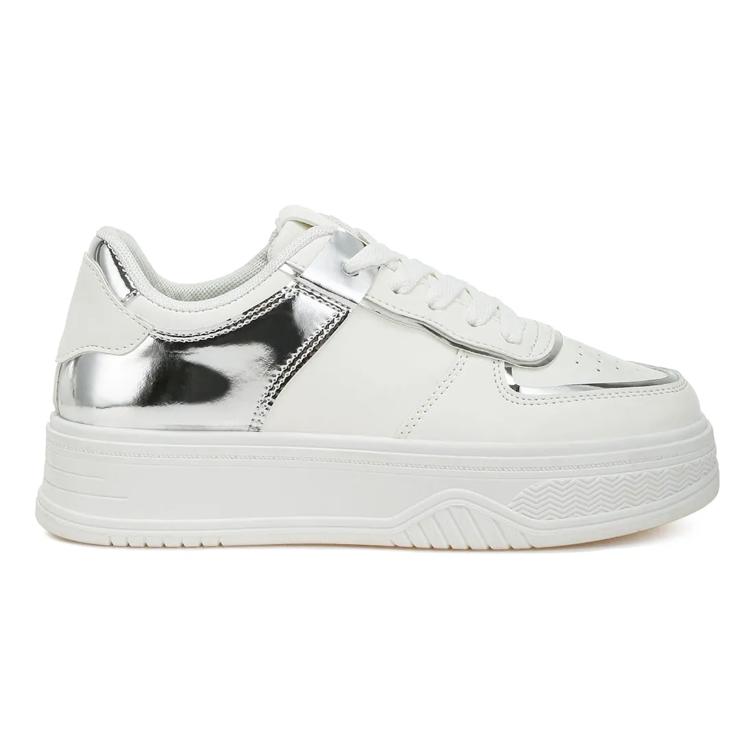 Metallic Paneling Platform Sneakers