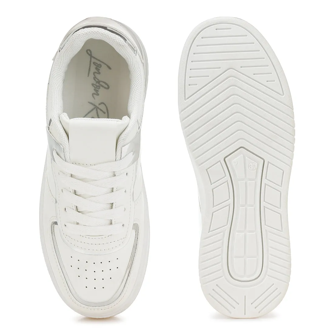 Metallic Paneling Platform Sneakers