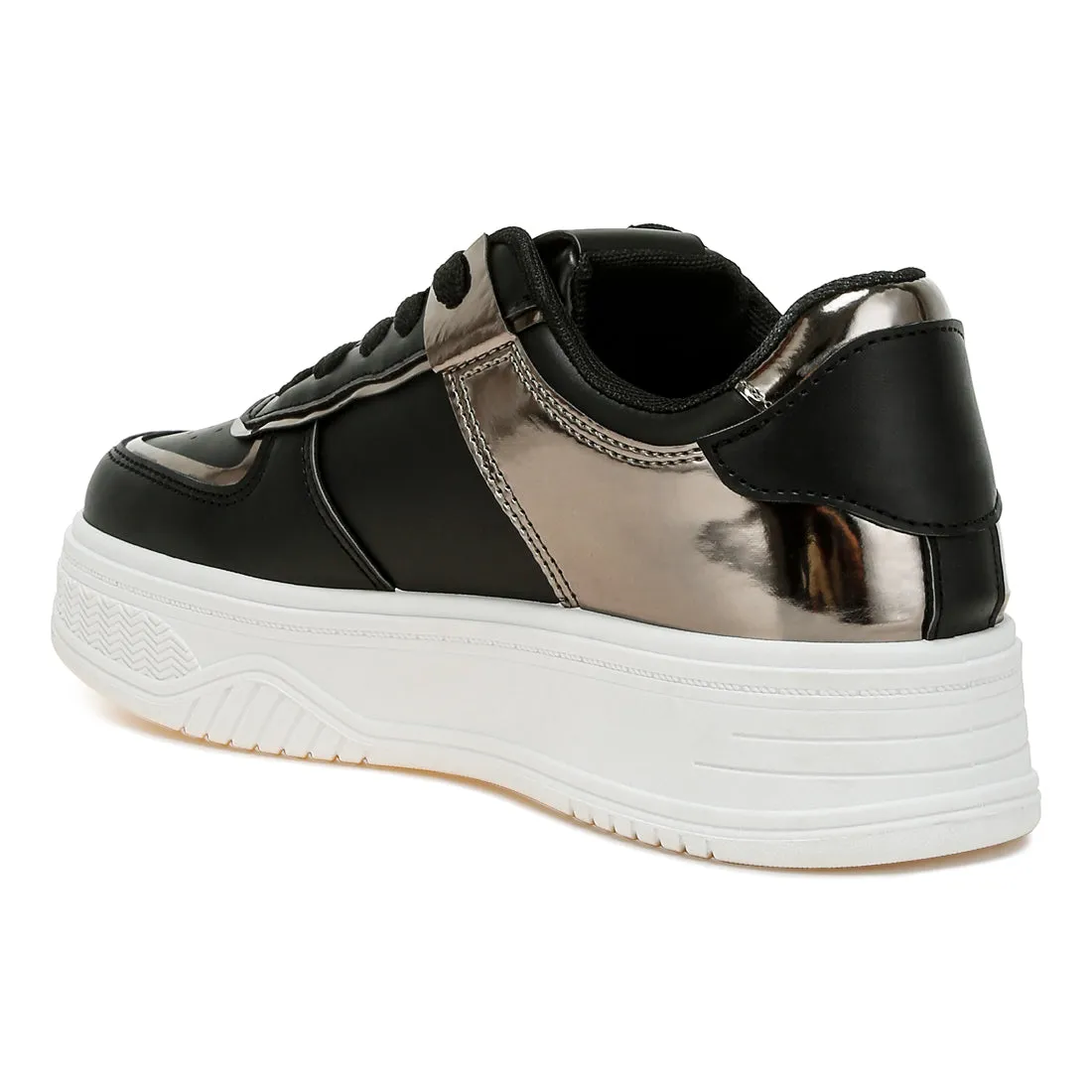 Metallic Paneling Platform Sneakers