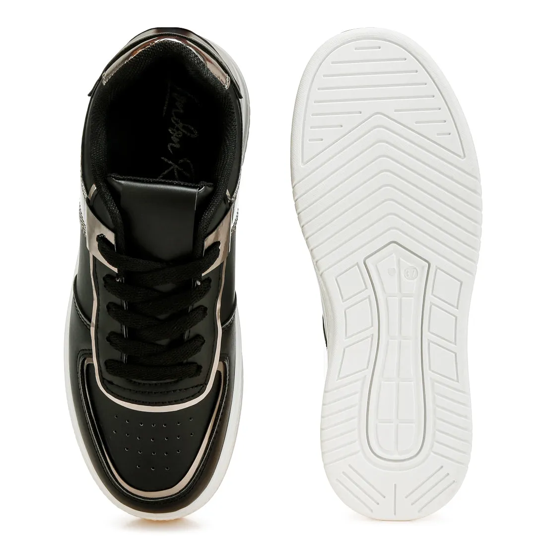 Metallic Paneling Platform Sneakers