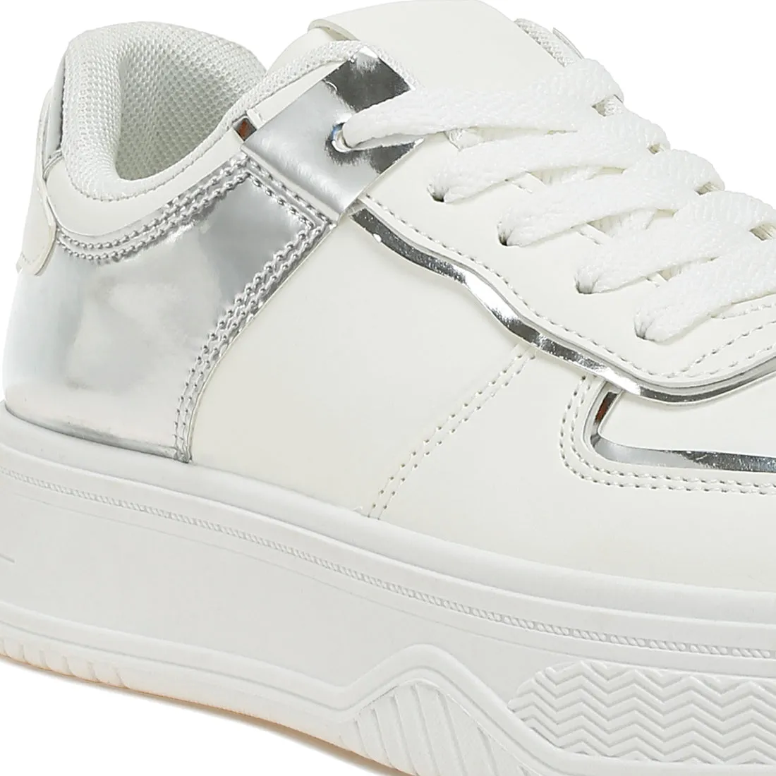 Metallic Paneling Platform Sneakers