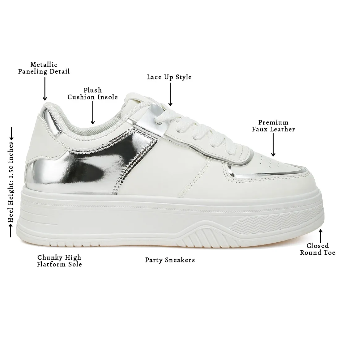 Metallic Paneling Platform Sneakers