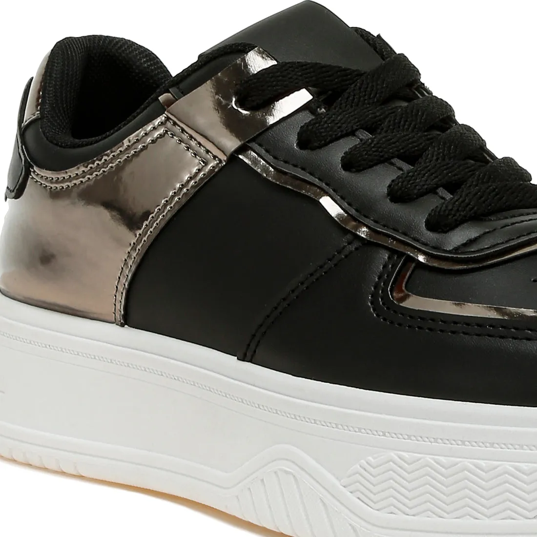 Metallic Paneling Platform Sneakers