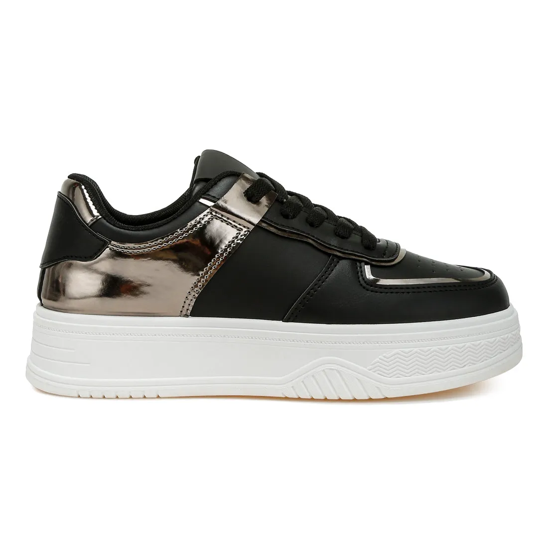 Metallic Paneling Platform Sneakers