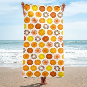 Mid Century Modern Orange FlowerPower Beach & Pool Towel