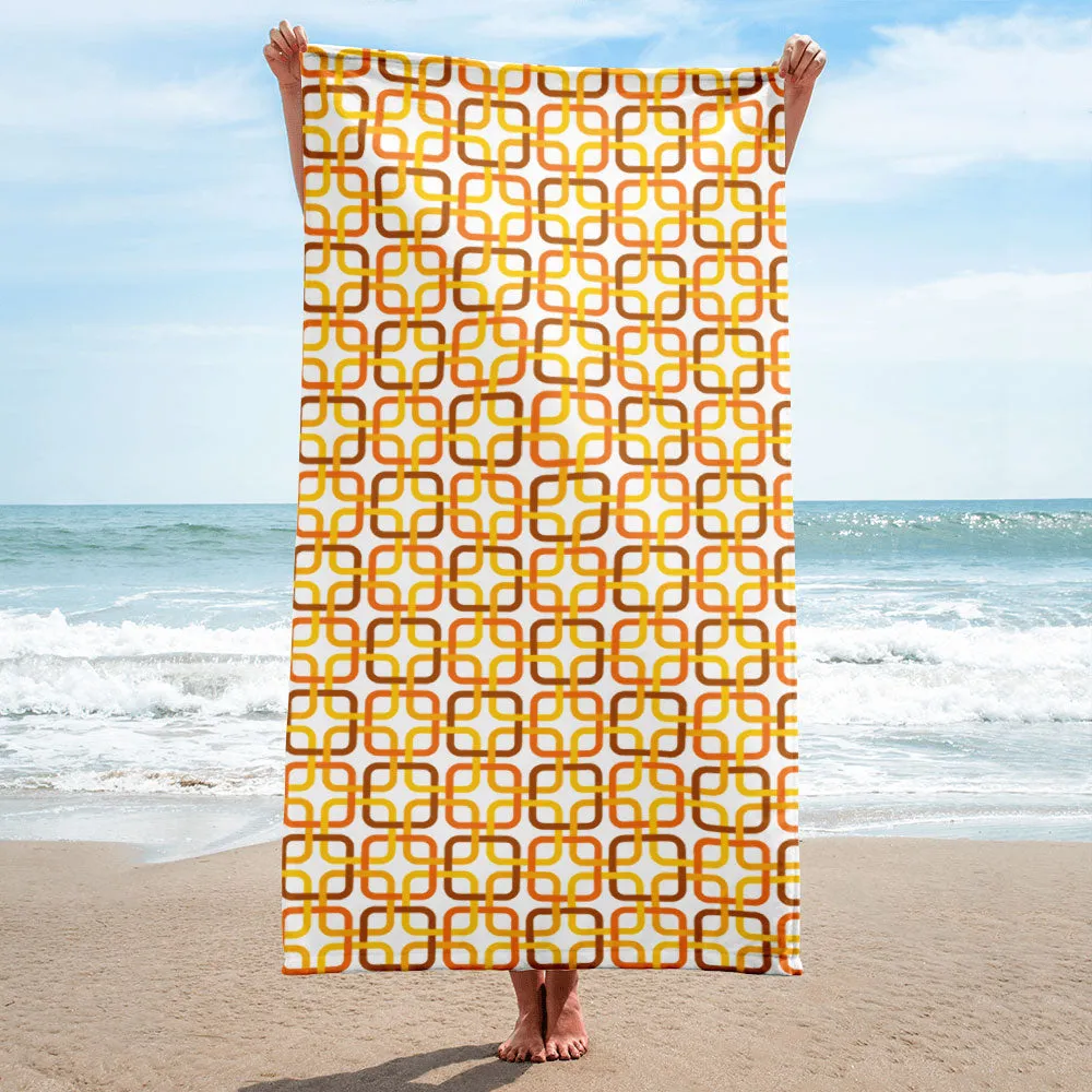 Mid Century Modern Orange PanAmTrays Beach & Pool Towel