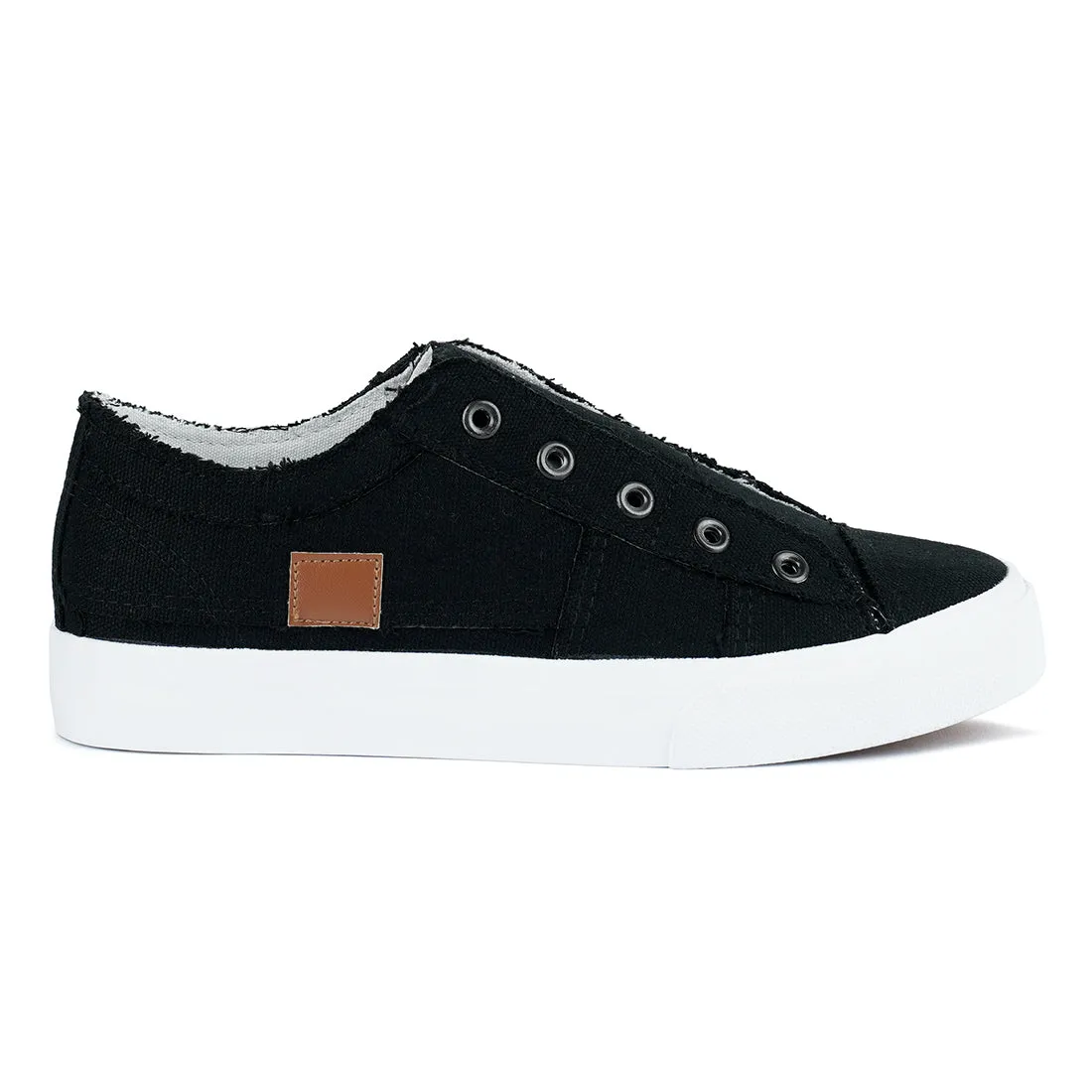 Raw Trim Solid Canvas Sneakers