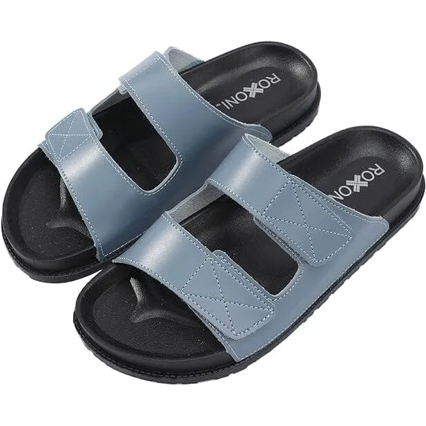 Roxoni Women's Cushioned Two Strap Footbed Sandals Lightweight Open Toe Slide Sandals