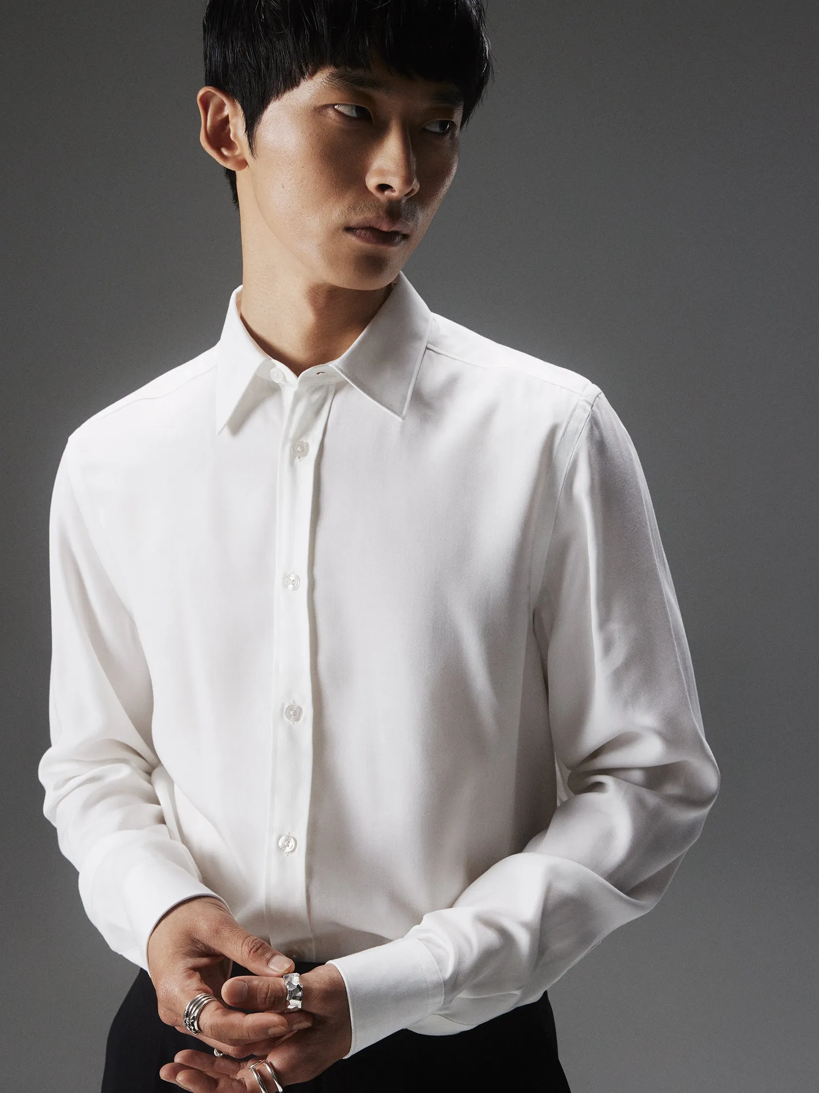 Slim fit Tencel shirt / Cloud White