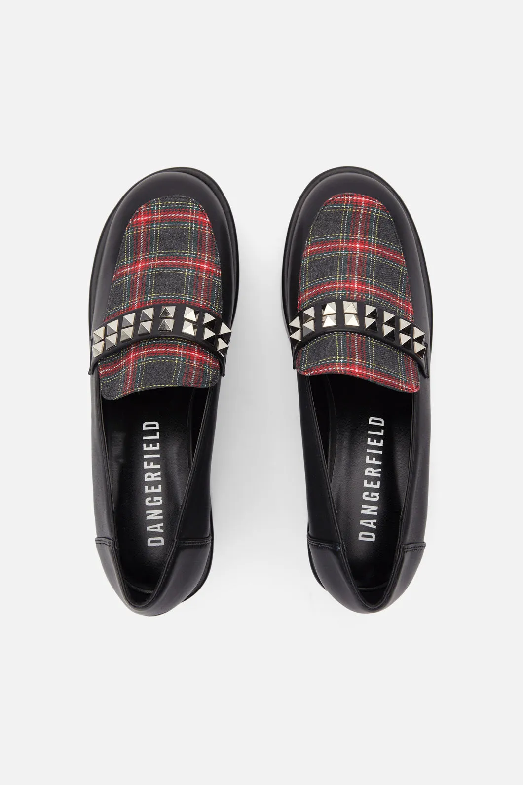 Stud Strap Tartan Loafers