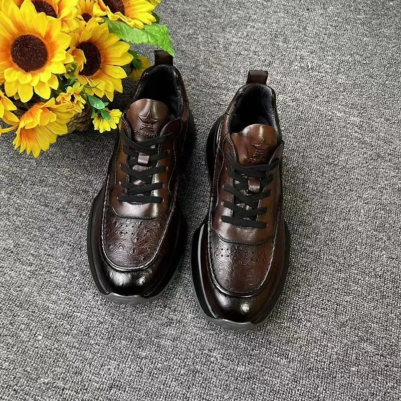 Trendy Genuine Leather Sneakers