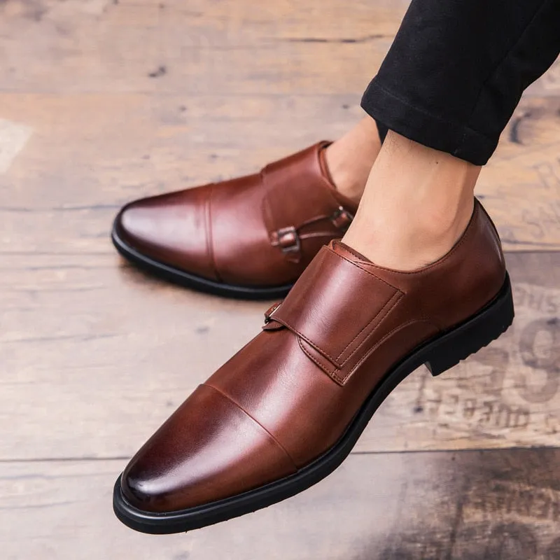 West Louis™ Double Monk Strap Oxford Leather Dress Shoes