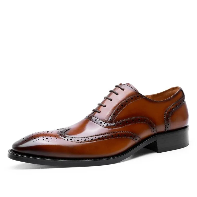 West Louis™ Formal Genuine Leather Business-Men Brogue Oxford Shoes