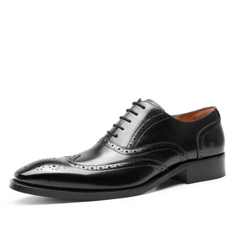 West Louis™ Formal Genuine Leather Business-Men Brogue Oxford Shoes