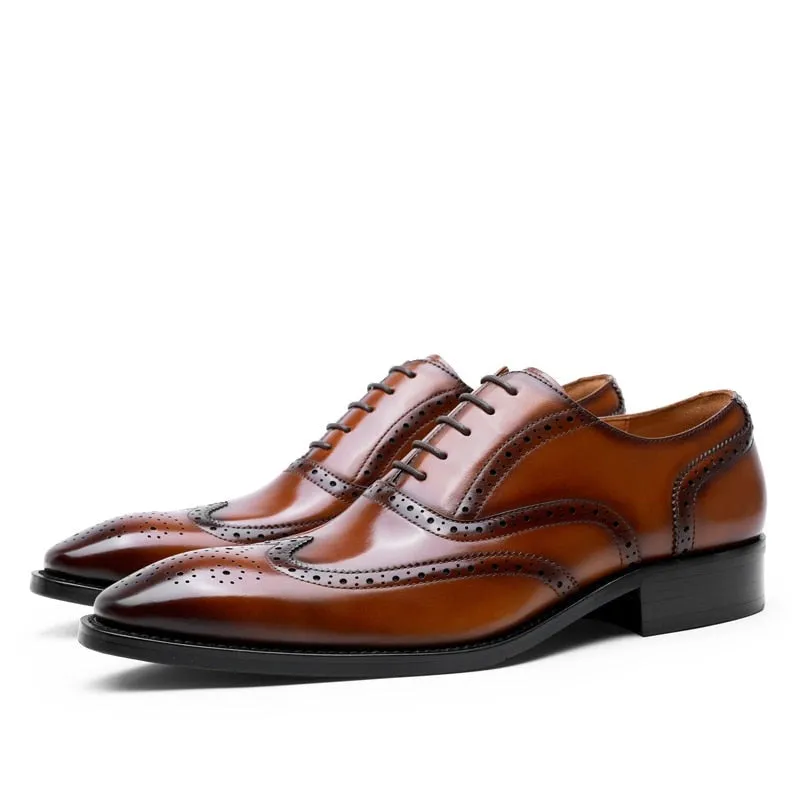 West Louis™ Formal Genuine Leather Business-Men Brogue Oxford Shoes