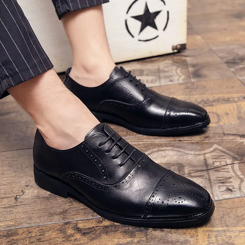 West Louis™ Whole Cut Fashion Pointed Toe Business Dress Shoes