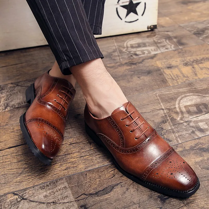 West Louis™ Whole Cut Fashion Pointed Toe Business Dress Shoes