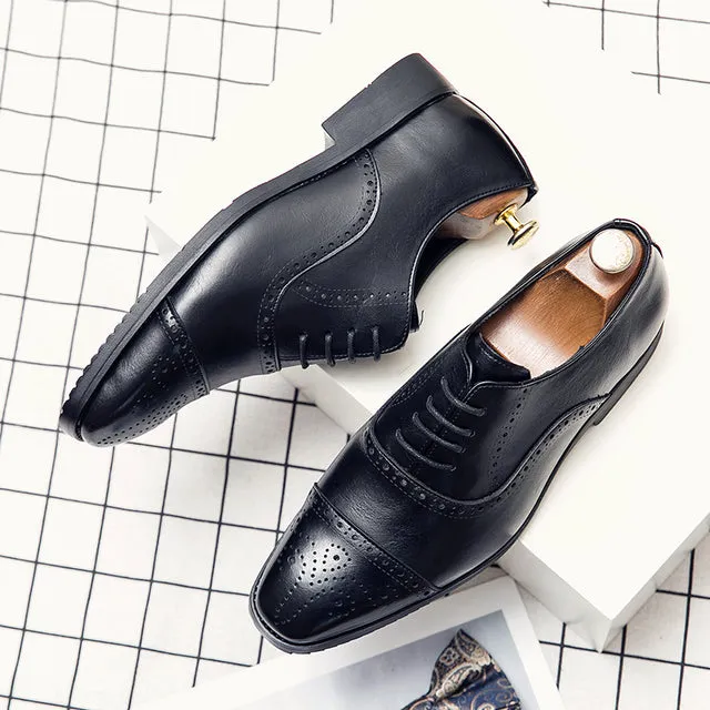 West Louis™ Whole Cut Fashion Pointed Toe Business Dress Shoes